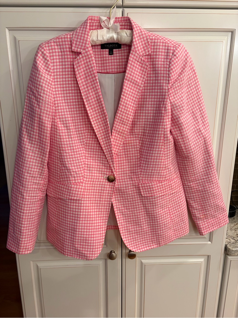 Talbots Pink Gingham Tailored Blazer